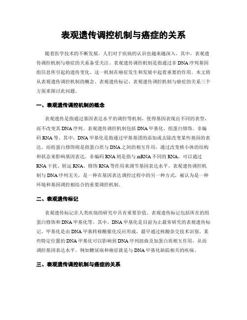 表观遗传调控机制与癌症的关系