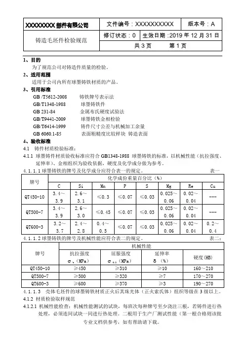 QT450-10铸造毛坯件检验规范
