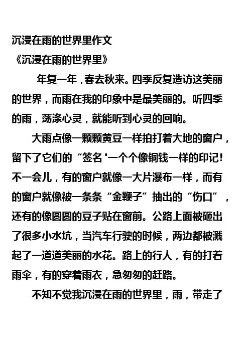 沉浸在雨的世界里作文