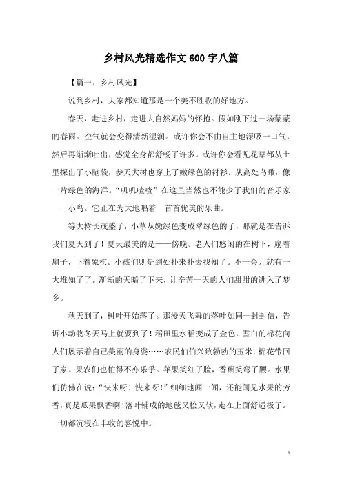 乡村风光精选作文600字八篇