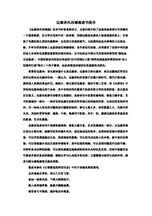 《边塞诗风西域魂》读书报告读后感