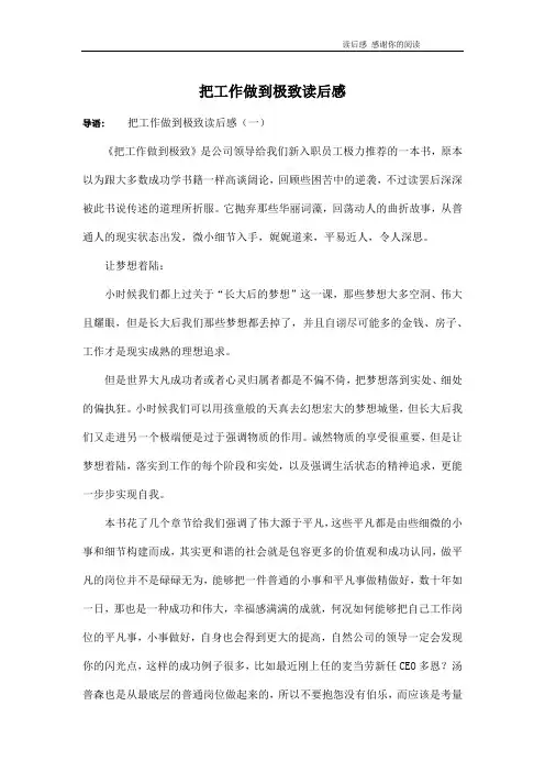 把工作做到极致读后感