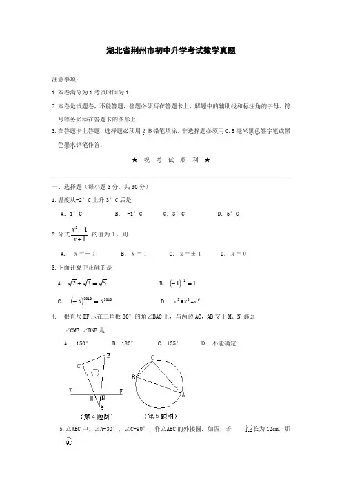 湖北省荆州市中考数学试题.doc