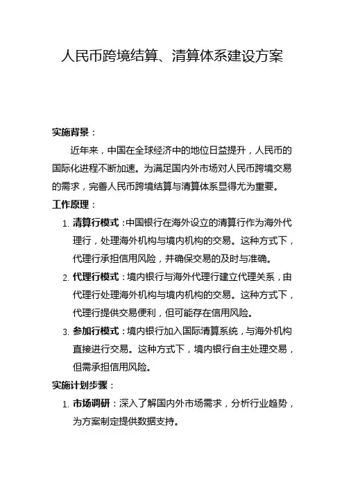 人民币跨境结算、清算体系建设方案(一)