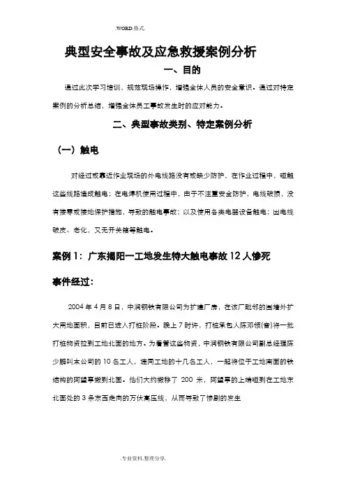 典型事故及应急救援案例分析范文