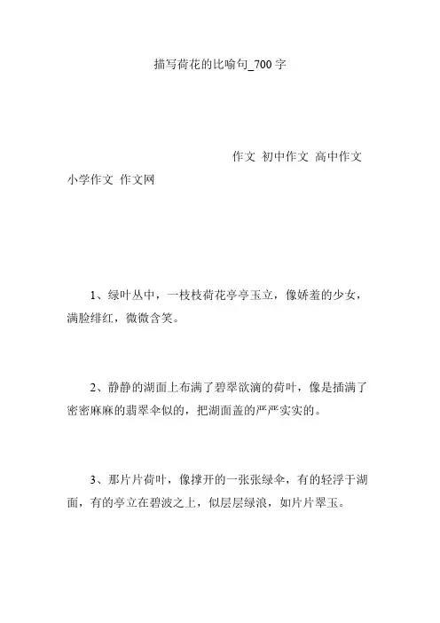 描写荷花的比喻句_700字