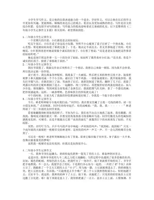 二年级小学生记事作文8篇