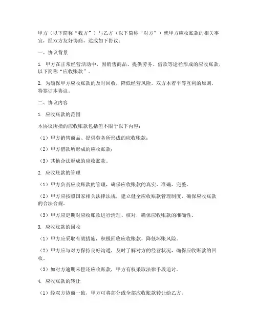应收账款协议书模板