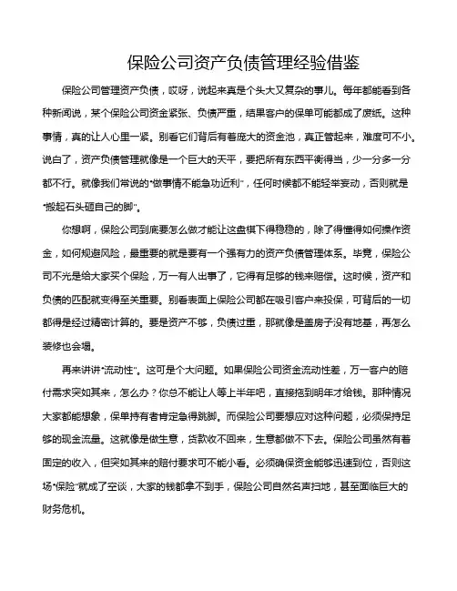 保险公司资产负债管理经验借鉴