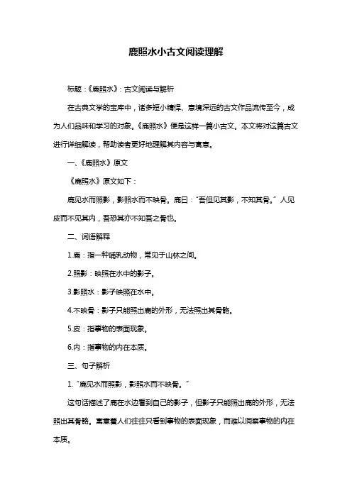 鹿照水小古文阅读理解