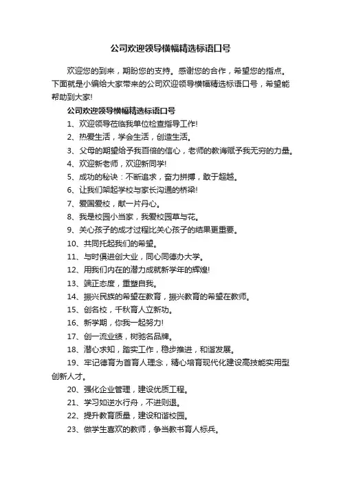 公司欢迎领导横幅精选标语口号