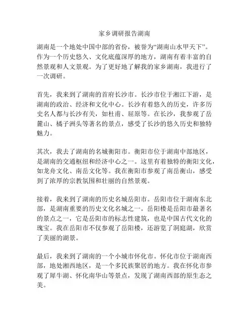 家乡调研报告湖南