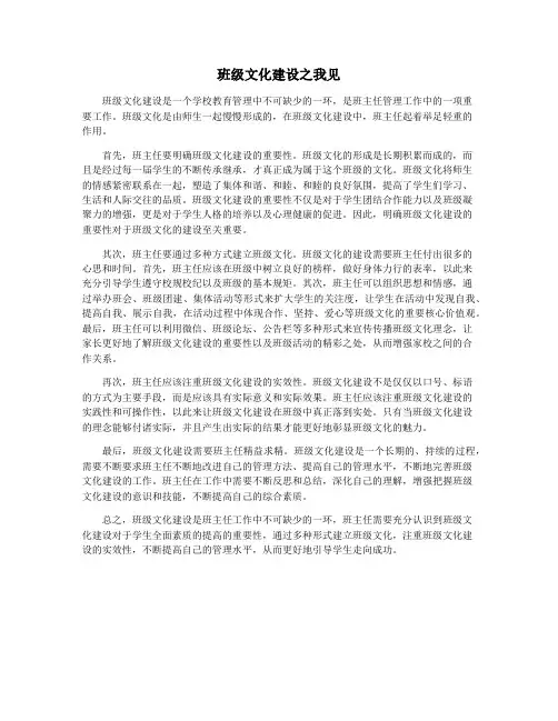 班级文化建设之我见
