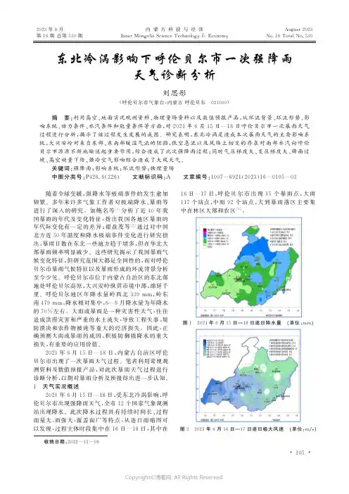 东北冷涡影响下呼伦贝尔市一次强降雨天气诊断分析