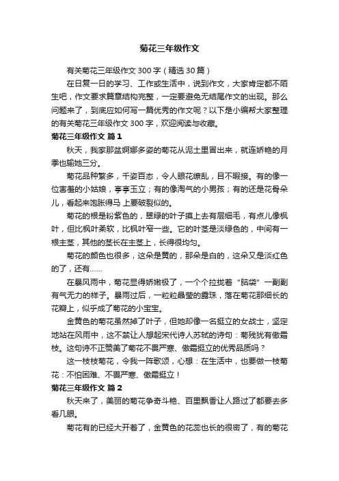 有关菊花三年级作文300字（精选30篇）