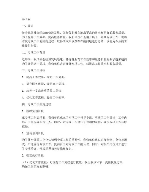 专项工作总结范文(3篇)