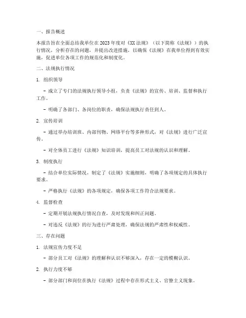 法规执行总结报告范文