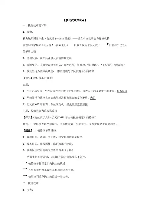 梭伦改革知识点总结