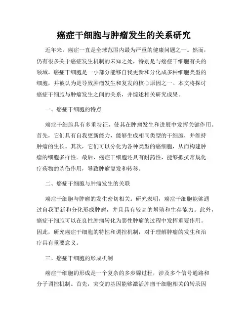 癌症干细胞与肿瘤发生的关系研究