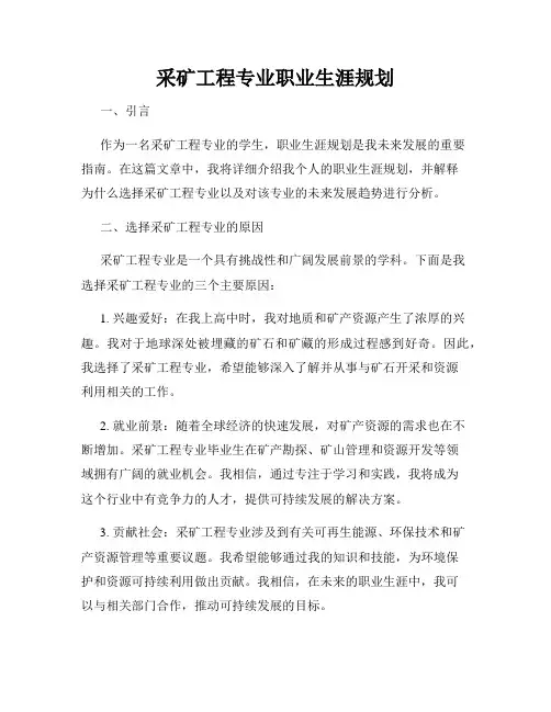 采矿工程专业职业生涯规划