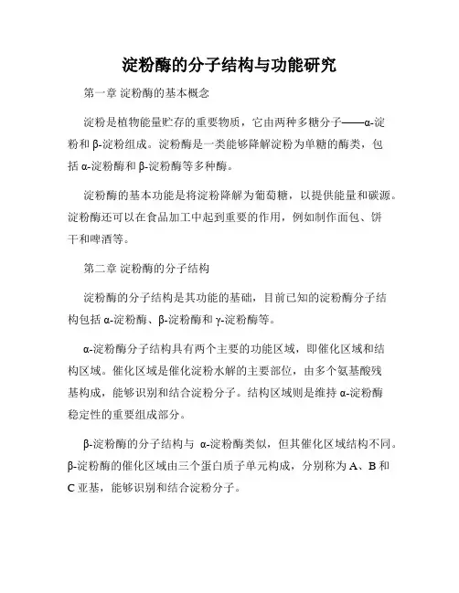 淀粉酶的分子结构与功能研究
