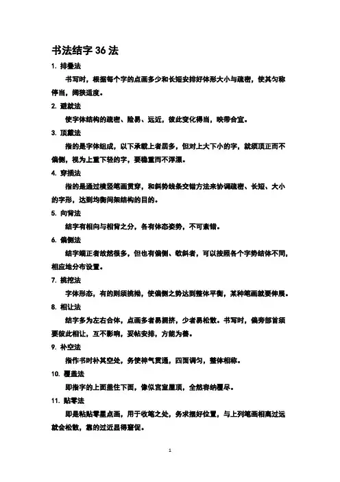 书法结字36法