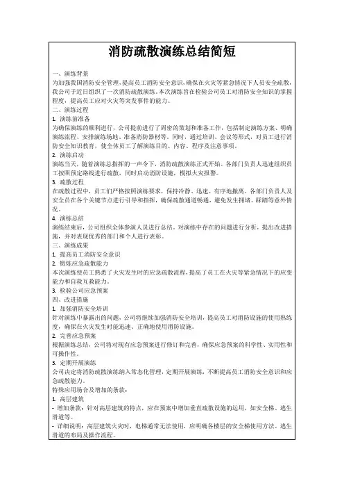 消防疏散演练总结简短