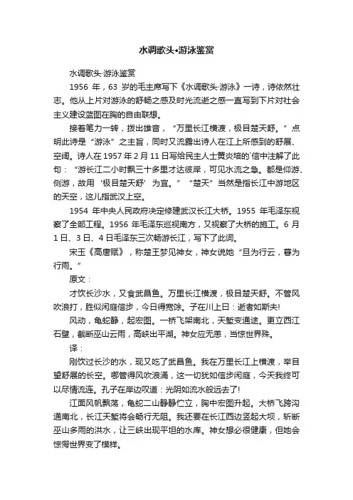 水调歌头·游泳鉴赏