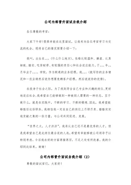 公司内部晋升面试自我介绍（2篇）