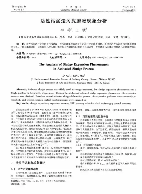 活性污泥法污泥膨胀现象分析
