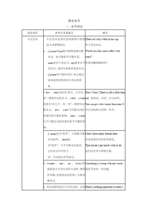 八年级上册英语期末备考知识点