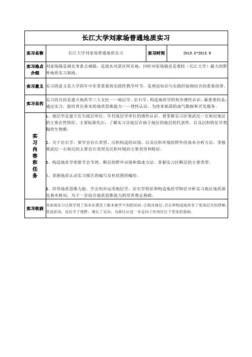 长江大学刘家场普通地质实习