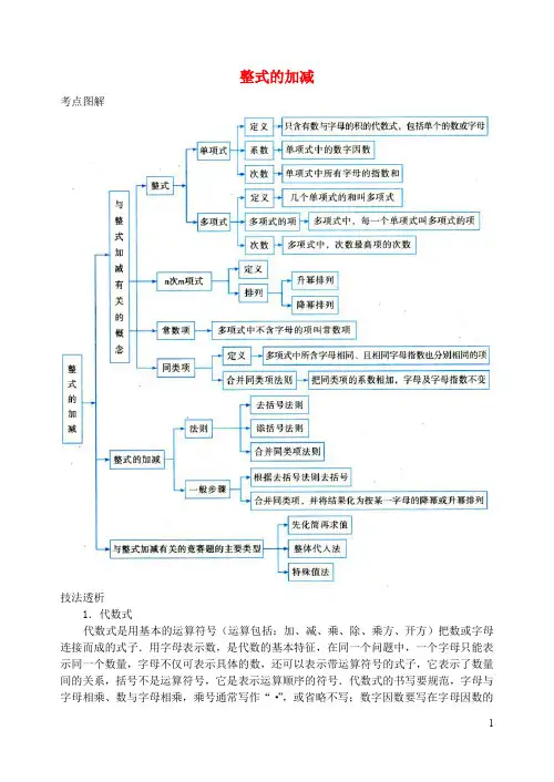 中考数学专题复习《整式的加减》考点专题讲解