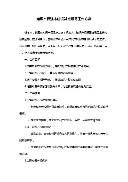 知识产权强市建设试点示范工作方案