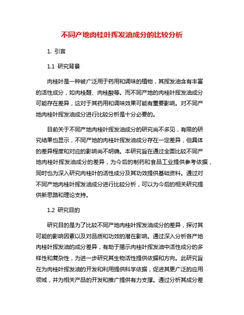 不同产地肉桂叶挥发油成分的比较分析