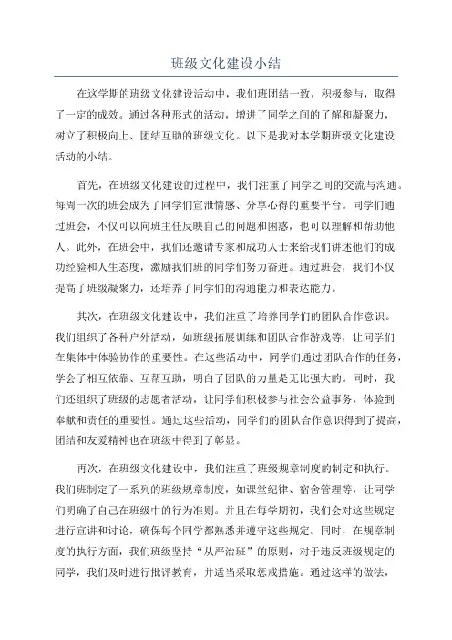 班级文化建设小结