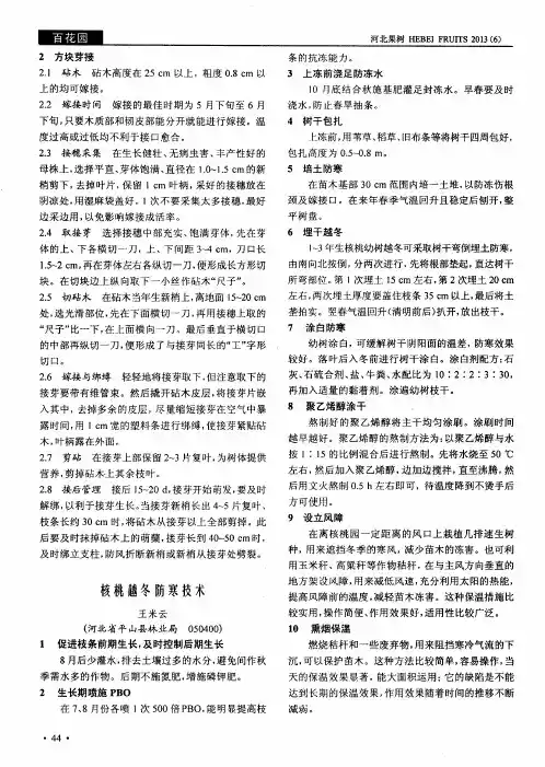 核桃越冬防寒技术