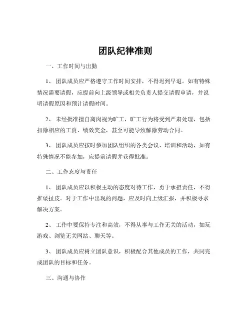 团队纪律准则