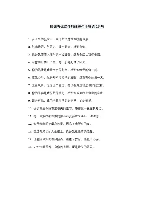 感谢有你陪伴的唯美句子精选15句