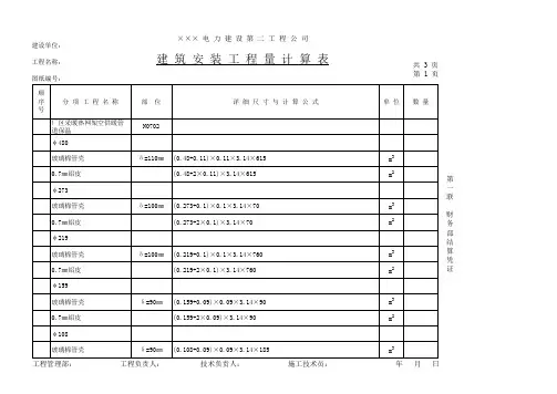 保温工程量结算样表