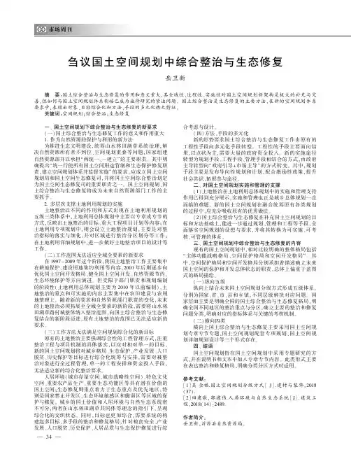 刍议国土空间规划中综合整治与生态修复