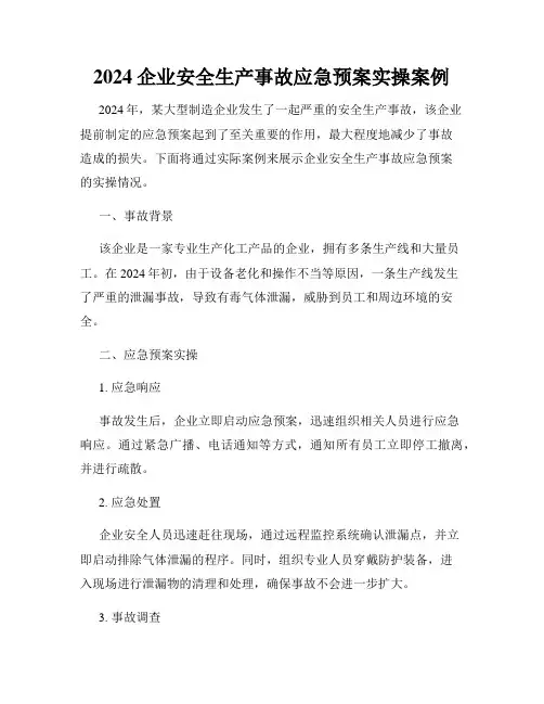 2024企业安全生产事故应急预案实操案例