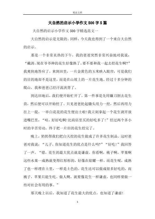 大自然的启示小学作文500字5篇
