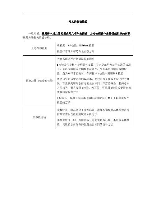 常见的假设检验(完全手打总结,图吐血推荐)