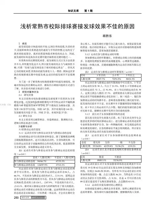 浅析常熟市校际排球赛接发球效果不佳的原因