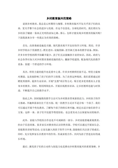 乡村教育振兴的策略