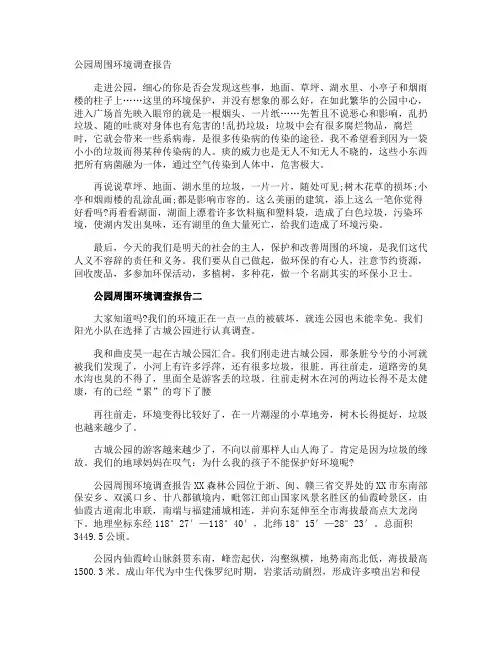 公园周围环境调查报告