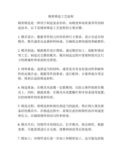 精密铸造工艺流程