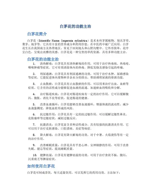 白茅花的功能主治