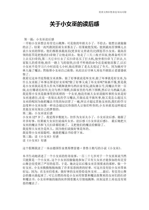 关于小女巫的读后感